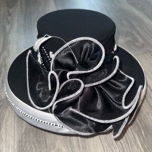 Carissimo Elegant Women’s Church Hat - Black / White / Silver